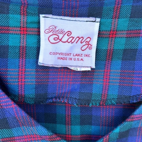 Vintage Petite  Lanz Plaid Dress School Girl Academia Retro Pleated 1980's - Picture 3 of 5